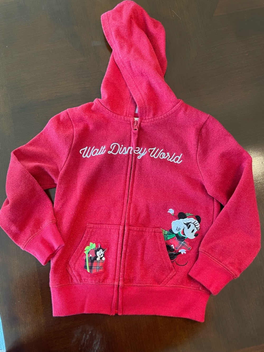 Disney World Parks Authentic Kids Pink-Red Minnie Mouse Zip Hoodie